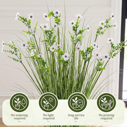 2 Pack 3ft/35inch Artificial Grass Plant Outdoor Artificial Greenery Grass in Pot with Fake Purple Hydrangea for Spring Room Office Indoor Outdoor Decor Housewarming Gifts