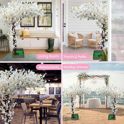 8.2FT Pink Artificial Cherry Blossom Tree with 1200+ Dense Silk Flowers, Realistic Wood Trunk Fake Sakura Floor Plant, Tall Indoor Outdoor Decor for Living Room Wedding Venue Hotel Home Office