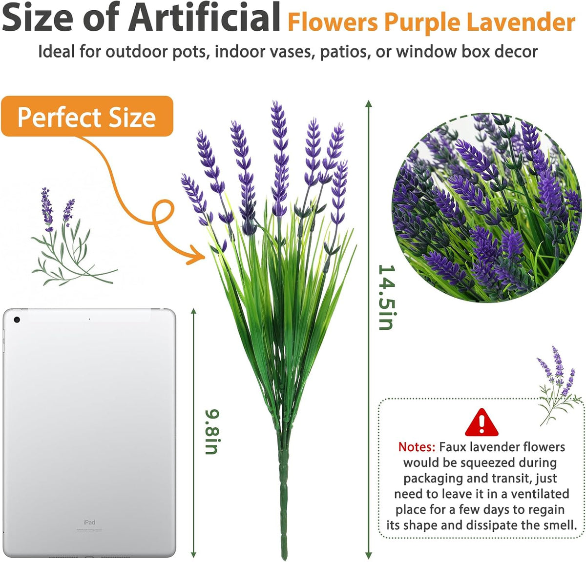 32 Bundles Faux Lavender Plants Outdoor, UV Resistant Fake Lavender Flower