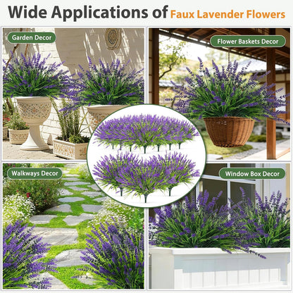 32 Bundles Faux Lavender Plants Outdoor, UV Resistant Fake Lavender Flower