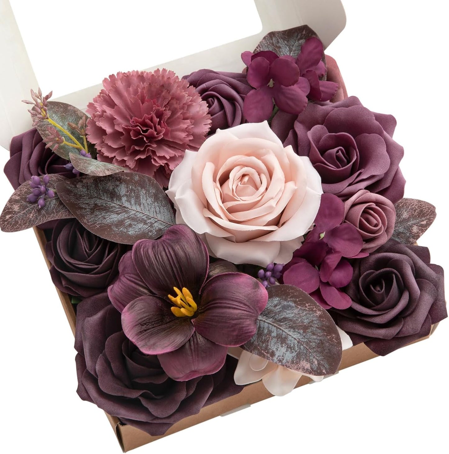 Fake Flowers Box, Sorbet Tropical, Mini Combo | Artificial Flowers and Greenery Mini Combo Box Set, Fake Flower for DIY Wedding Bridal Bouquet, Centerpieces Decor