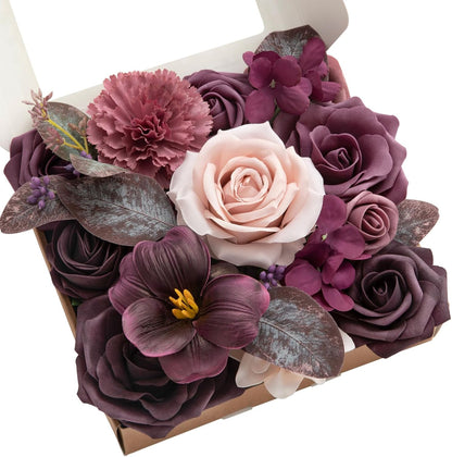 Fake Flowers Box, Sorbet Tropical, Mini Combo | Artificial Flowers and Greenery Mini Combo Box Set, Fake Flower for DIY Wedding Bridal Bouquet, Centerpieces Decor