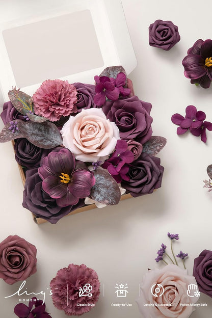 Fake Flowers Box, Sorbet Tropical, Mini Combo | Artificial Flowers and Greenery Mini Combo Box Set, Fake Flower for DIY Wedding Bridal Bouquet, Centerpieces Decor
