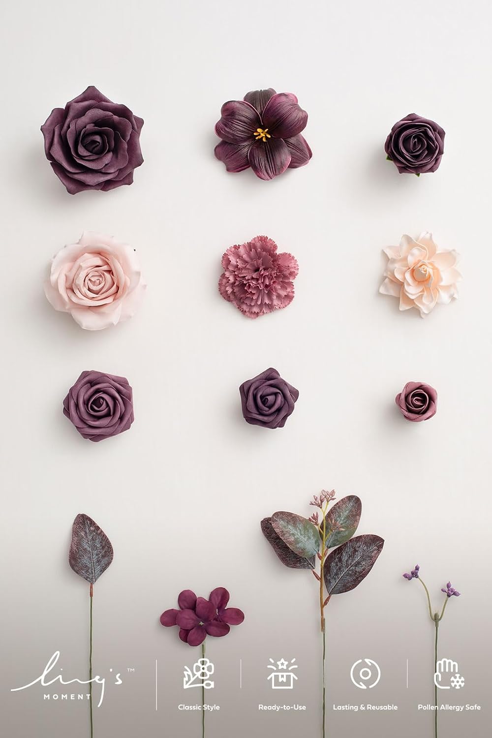 Fake Flowers Box, Sorbet Tropical, Mini Combo | Artificial Flowers and Greenery Mini Combo Box Set, Fake Flower for DIY Wedding Bridal Bouquet, Centerpieces Decor