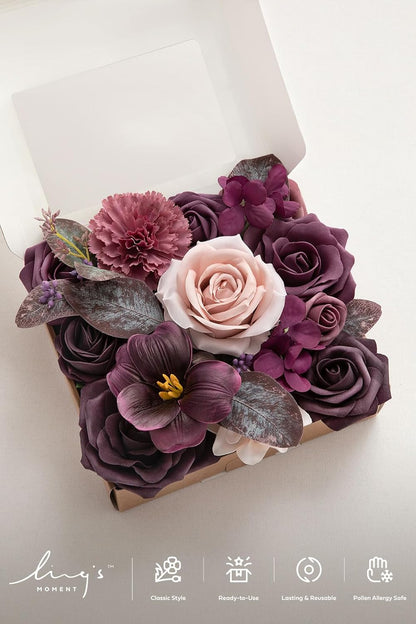 Fake Flowers Box, Sorbet Tropical, Mini Combo | Artificial Flowers and Greenery Mini Combo Box Set, Fake Flower for DIY Wedding Bridal Bouquet, Centerpieces Decor