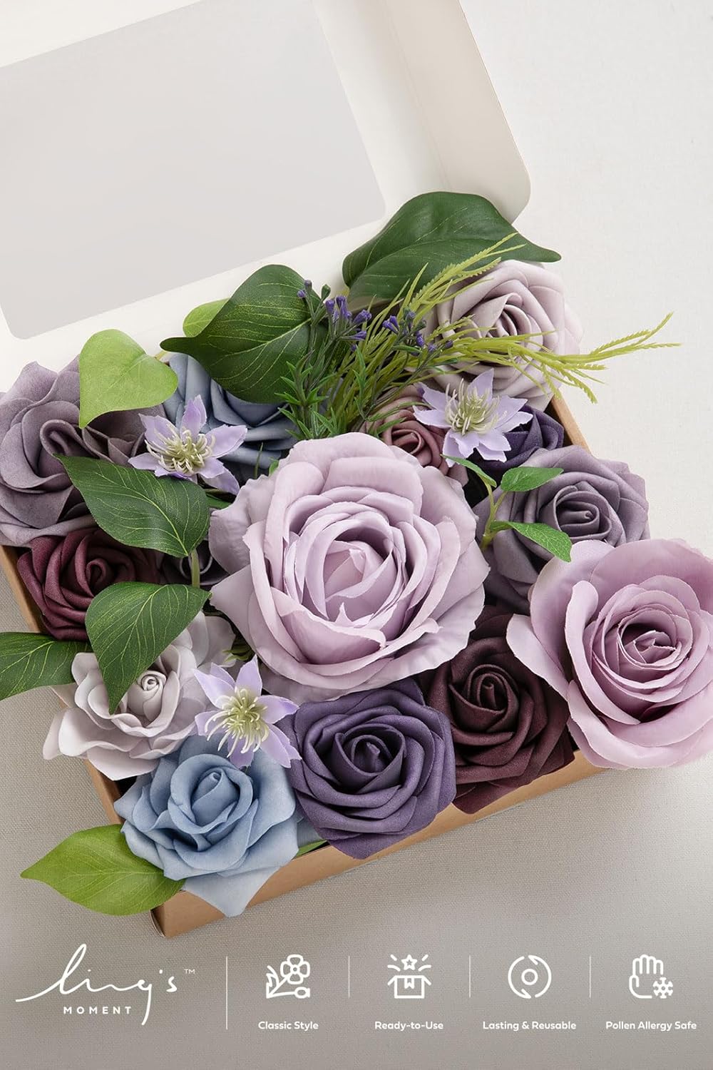 Fake Flowers Box, Sorbet Tropical, Mini Combo | Artificial Flowers and Greenery Mini Combo Box Set, Fake Flower for DIY Wedding Bridal Bouquet, Centerpieces Decor