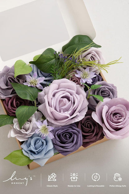 Fake Flowers Box, Sorbet Tropical, Mini Combo | Artificial Flowers and Greenery Mini Combo Box Set, Fake Flower for DIY Wedding Bridal Bouquet, Centerpieces Decor