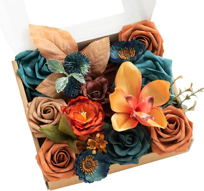 Fake Flowers Box, Sorbet Tropical, Mini Combo | Artificial Flowers and Greenery Mini Combo Box Set, Fake Flower for DIY Wedding Bridal Bouquet, Centerpieces Decor
