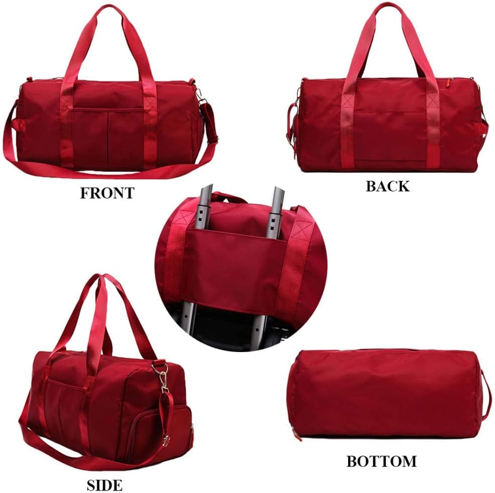 Sports Gym Bag for Women Travel Duffel Bag with Wet Pocket and Shoes Compartment for Training Swim Yoga(Red)