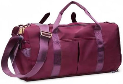 Sports Gym Bag for Women Travel Duffel Bag with Wet Pocket and Shoes Compartment for Training Swim Yoga(Red)