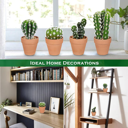 Small Artificial Cactus Plants in Ceramic Pots 6 Pcs Potted Fake Cactus