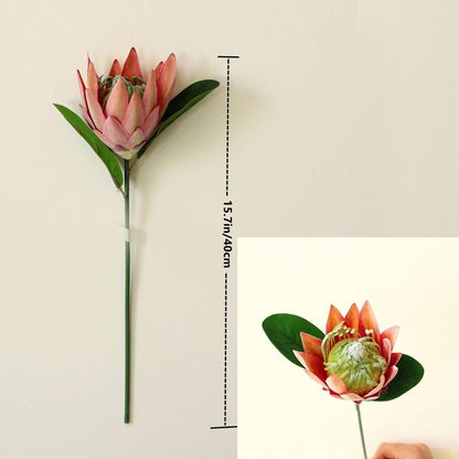 3 Pieces Artificial Flowers Fake Silk Protea Cynaroides Plastic Flower Arrangements Decor Bouquet for Wedding Table Centerpieces (Pink Orange)