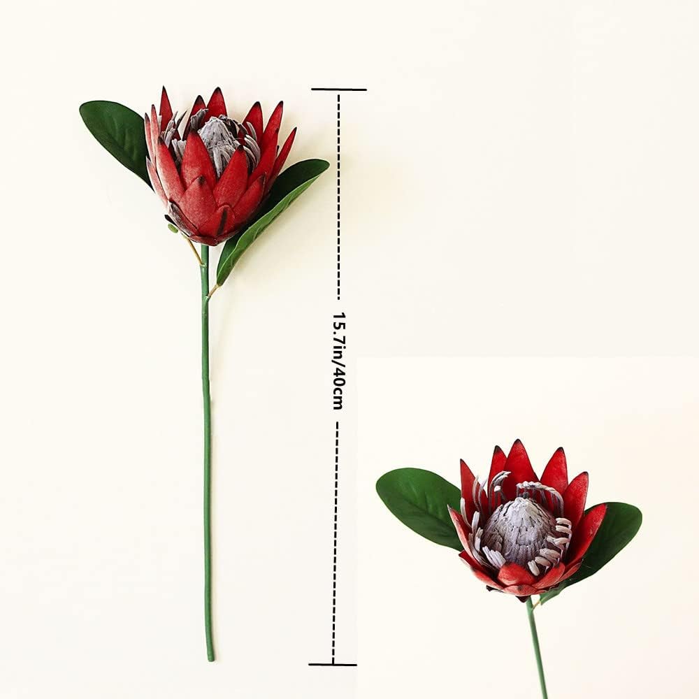 3 Pieces Artificial Flowers Fake Silk Protea Cynaroides Plastic Flower Arrangements Decor Bouquet for Wedding Table Centerpieces (Pink Orange)