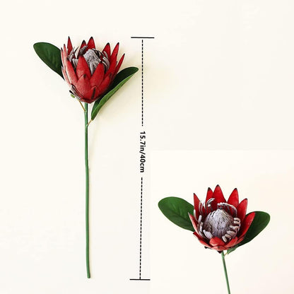 3 Pieces Artificial Flowers Fake Silk Protea Cynaroides Plastic Flower Arrangements Decor Bouquet for Wedding Table Centerpieces (Pink Orange)