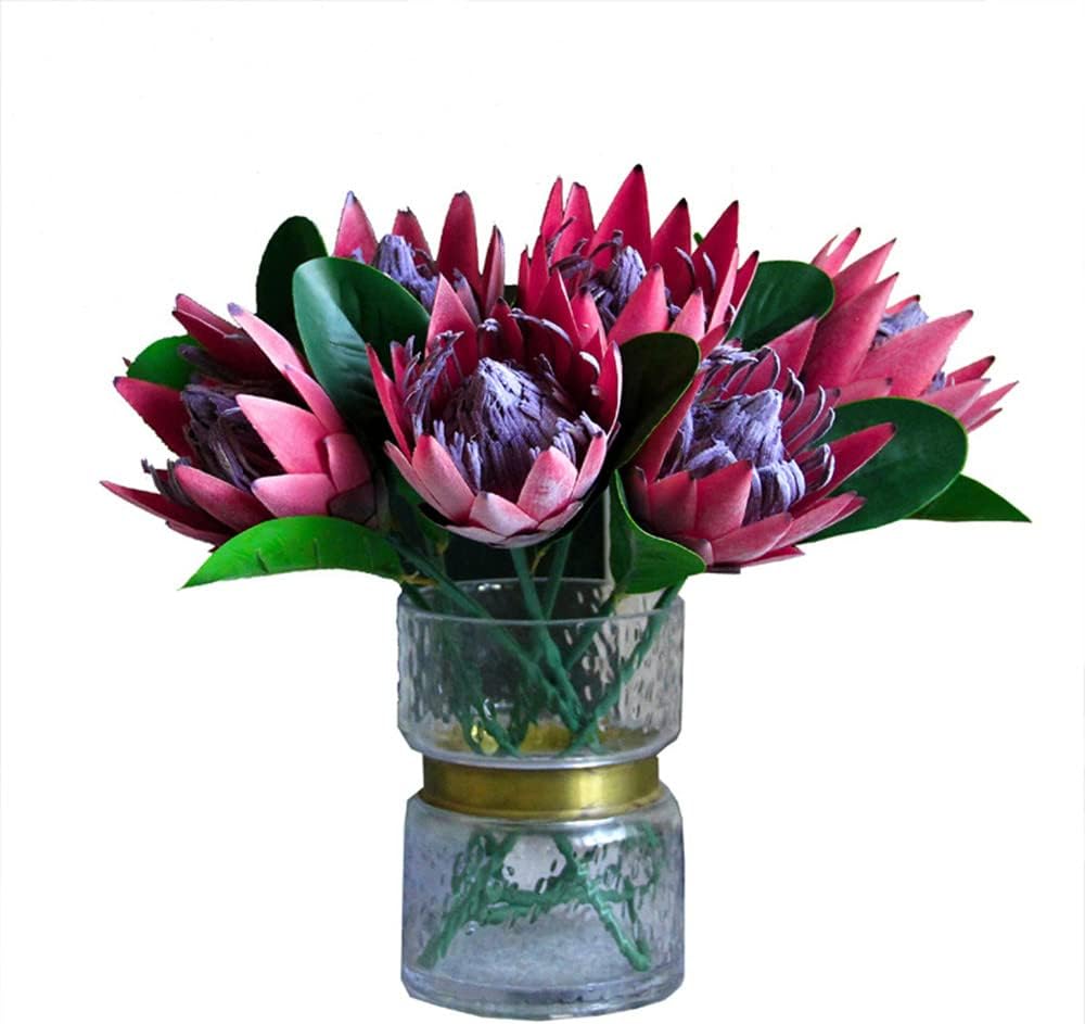 3 Pieces Artificial Flowers Fake Silk Protea Cynaroides Plastic Flower Arrangements Decor Bouquet for Wedding Table Centerpieces (Pink Orange)