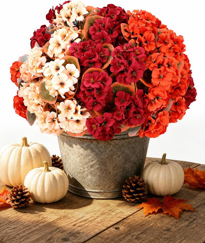 Artificial Flowers for Outdoors – of UV-Resistant Artificial Geraniums, Realistic Silk Flowers for Front Porch, Patio, Garden, Window Boxes & Hanging Baskets (red, 6)