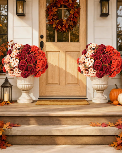 Artificial Flowers for Outdoors – of UV-Resistant Artificial Geraniums, Realistic Silk Flowers for Front Porch, Patio, Garden, Window Boxes & Hanging Baskets (red, 6)