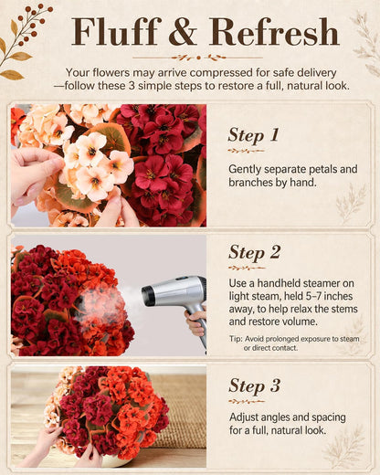 Artificial Flowers for Outdoors – of UV-Resistant Artificial Geraniums, Realistic Silk Flowers for Front Porch, Patio, Garden, Window Boxes & Hanging Baskets (red, 6)
