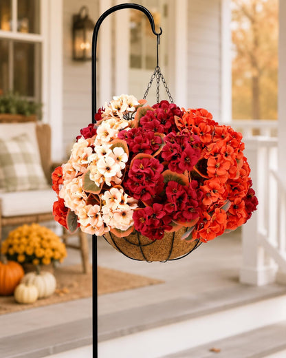 Artificial Flowers for Outdoors – of UV-Resistant Artificial Geraniums, Realistic Silk Flowers for Front Porch, Patio, Garden, Window Boxes & Hanging Baskets (red, 6)