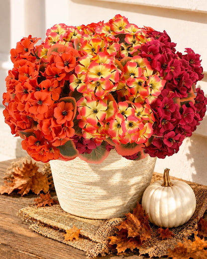 Artificial Flowers for Outdoors – of UV-Resistant Artificial Geraniums, Realistic Silk Flowers for Front Porch, Patio, Garden, Window Boxes & Hanging Baskets (red, 6)
