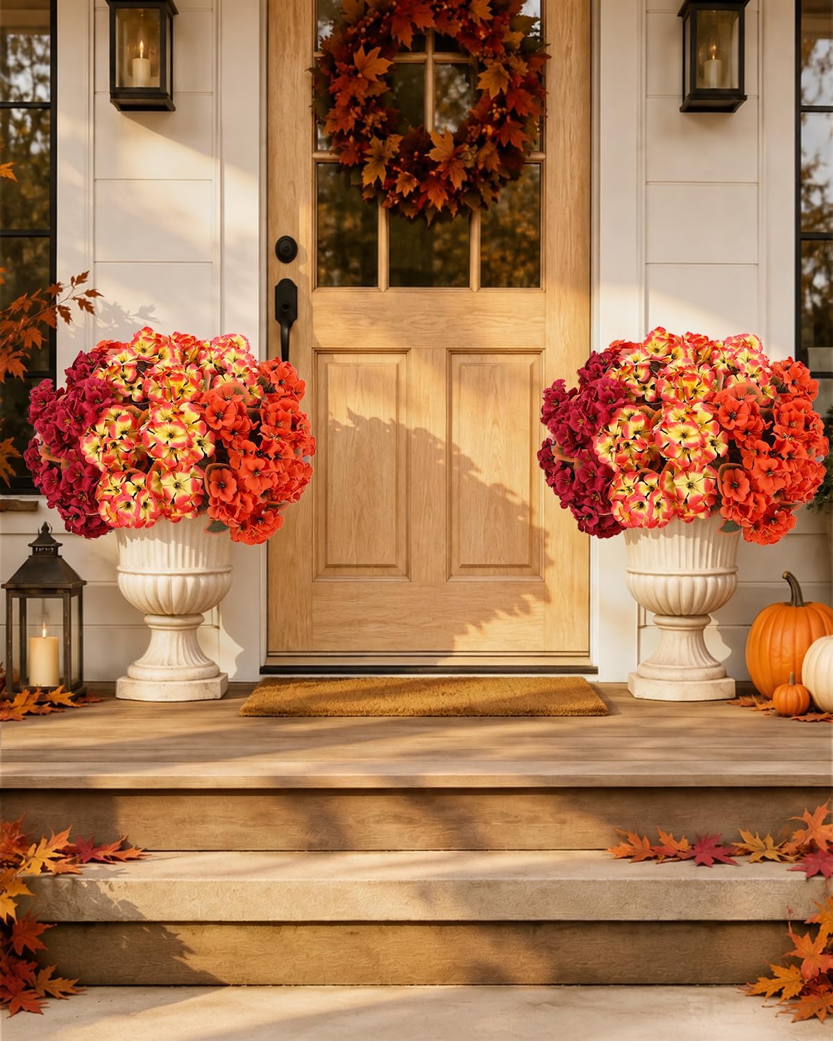 Artificial Flowers for Outdoors – of UV-Resistant Artificial Geraniums, Realistic Silk Flowers for Front Porch, Patio, Garden, Window Boxes & Hanging Baskets (red, 6)