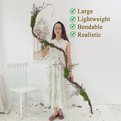 78" Large Bendable Fake Tree Trunk Branch Wall Hanging Moss Vine