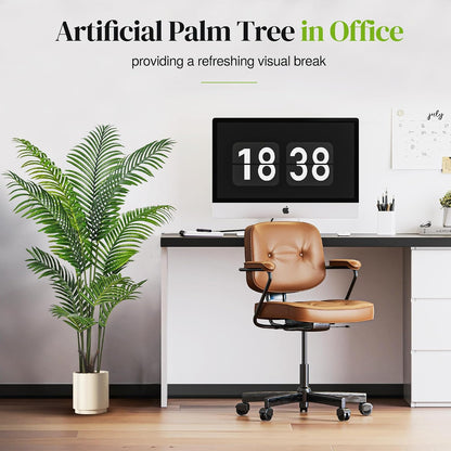 Artificial Palm Tree 4FT, Fake Tree with White Tall Planter 2 Pack, Faux Tropical Areca Floor Plant in Pot, Artificial Silk Plant for Home Office Living Room Decor Indoor