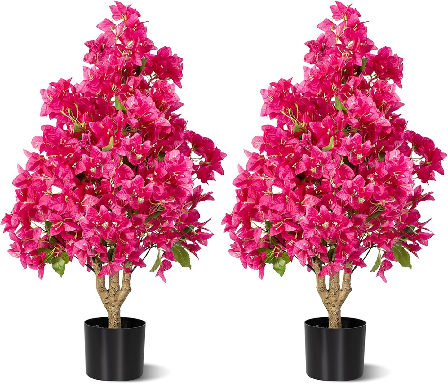 2Pack Artificial Bougainvillea Tree, Faux Silk Floral Tree Bougainvillea Plant with Flowers, Faux UV Resistant Shurbs Trees for Outside,Front Porch,Patio,Balcony Decor