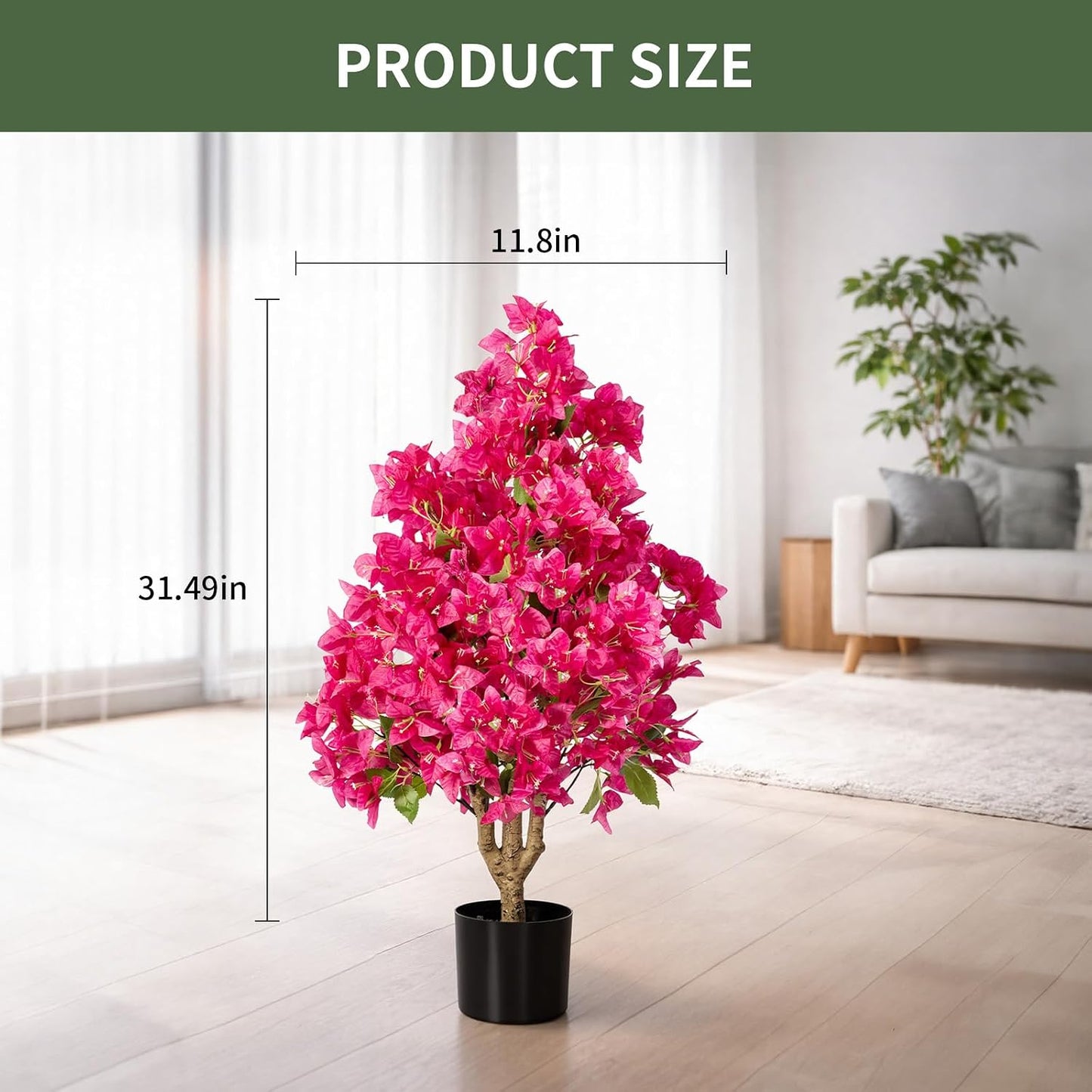 2Pack Artificial Bougainvillea Tree, Faux Silk Floral Tree Bougainvillea Plant with Flowers, Faux UV Resistant Shurbs Trees for Outside,Front Porch,Patio,Balcony Decor