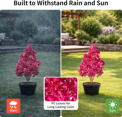 2Pack Artificial Bougainvillea Tree, Faux Silk Floral Tree Bougainvillea Plant with Flowers, Faux UV Resistant Shurbs Trees for Outside,Front Porch,Patio,Balcony Decor
