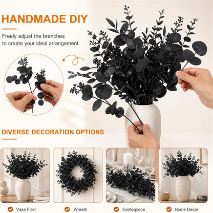 120 Pcs Mixed Artificial Eucalyptus Stems Green,Realistic Design