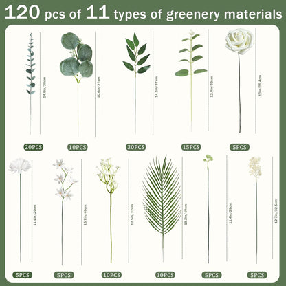 120 Pcs Mixed Artificial Eucalyptus Stems Green,Realistic Design