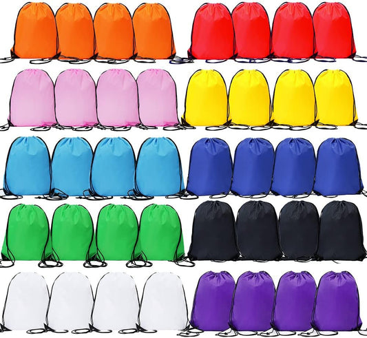 20 Pcs Drawstring Backpack Bulk Draw String Bags Cinch Polyester Bag for Gym Sport, Yellow