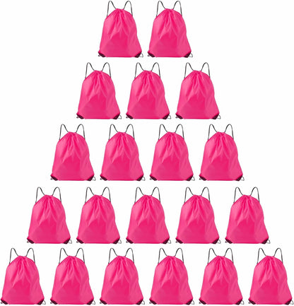 20 Pcs Drawstring Backpack Bulk Draw String Bags Cinch Polyester Bag for Gym Sport, Yellow
