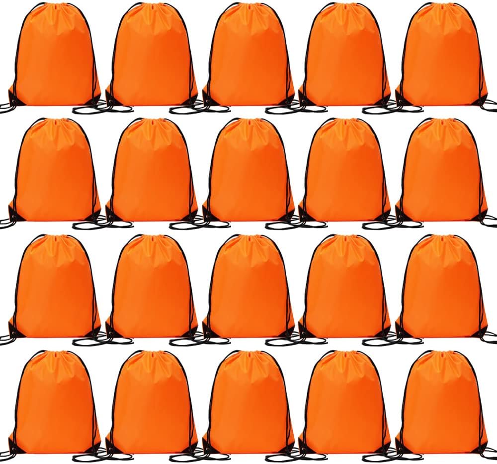 20 Pcs Drawstring Backpack Bulk Draw String Bags Cinch Polyester Bag for Gym Sport, Yellow