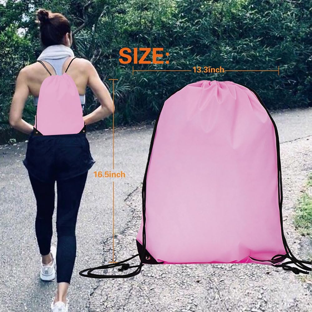 20 Pcs Drawstring Backpack Bulk Draw String Bags Cinch Polyester Bag for Gym Sport, Yellow