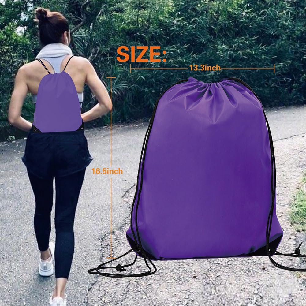 20 Pcs Drawstring Backpack Bulk Draw String Bags Cinch Polyester Bag for Gym Sport, Yellow