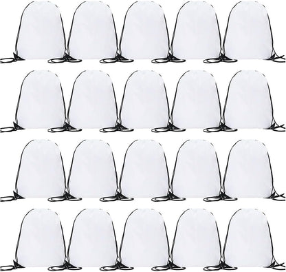 20 Pcs Drawstring Backpack Bulk Draw String Bags Cinch Polyester Bag for Gym Sport, Yellow