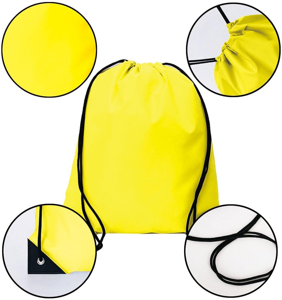20 Pcs Drawstring Backpack Bulk Draw String Bags Cinch Polyester Bag for Gym Sport, Yellow