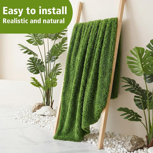 Artificial Moss Carpet 39.37x39.37 Inches -Green Realistic Soft Fake Grass Mat, Moss Wall Panel for Indoor Outdoor Use, Patio Grass for Balcony Decor (Green)
