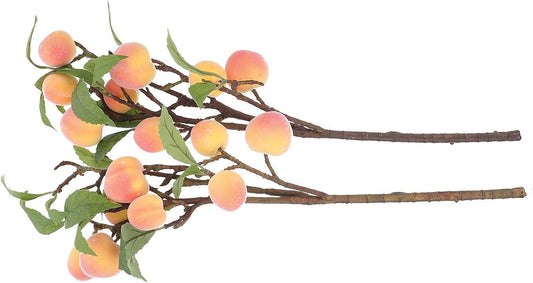 2pcs Faux Fruit Branches Pink Foamed Peach Branch Arrangement