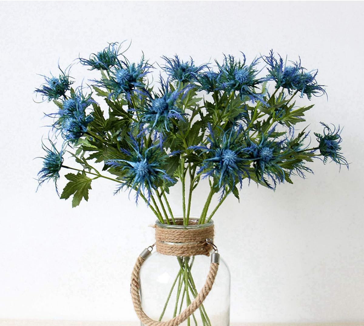 Artificial Flowers Artificial Thistle Spray Eryngo Fake Eryngium Foetidum Simulation Sea Holly for Wedding Bouquet Centerpiece Home Decor (Purple Gray, 3)