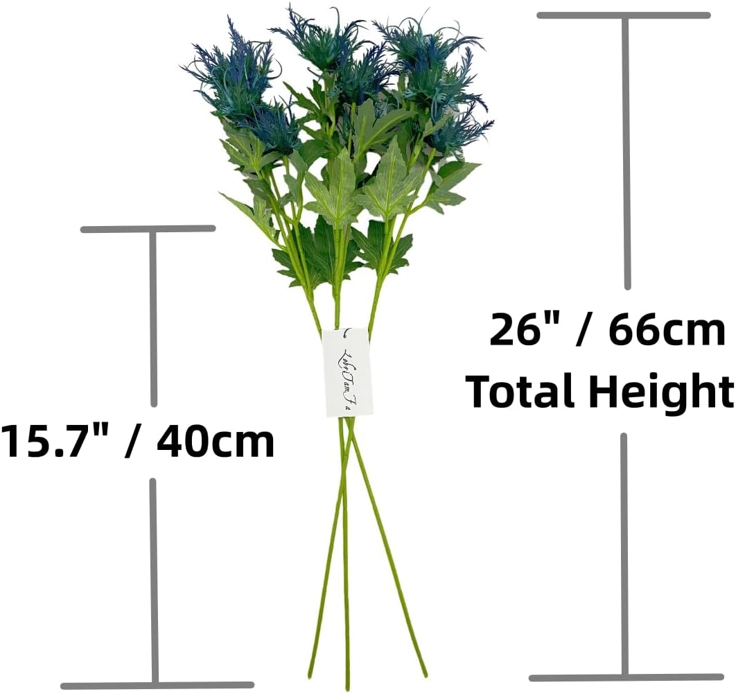 Artificial Flowers Artificial Thistle Spray Eryngo Fake Eryngium Foetidum Simulation Sea Holly for Wedding Bouquet Centerpiece Home Decor (Purple Gray, 3)
