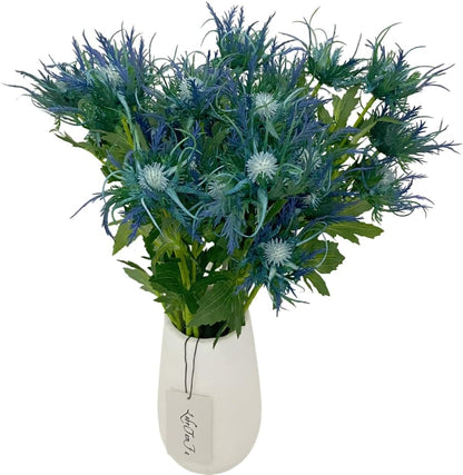 Artificial Flowers Artificial Thistle Spray Eryngo Fake Eryngium Foetidum Simulation Sea Holly for Wedding Bouquet Centerpiece Home Decor (Purple Gray, 3)
