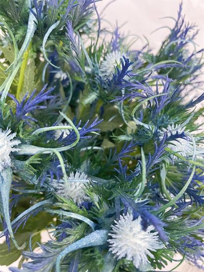 Artificial Flowers Artificial Thistle Spray Eryngo Fake Eryngium Foetidum Simulation Sea Holly for Wedding Bouquet Centerpiece Home Decor (Purple Gray, 3)