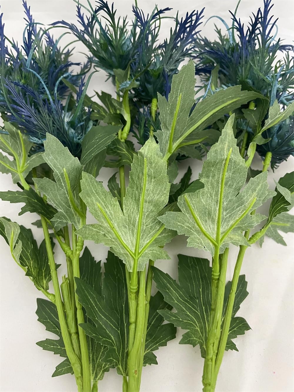 Artificial Flowers Artificial Thistle Spray Eryngo Fake Eryngium Foetidum Simulation Sea Holly for Wedding Bouquet Centerpiece Home Decor (Purple Gray, 3)