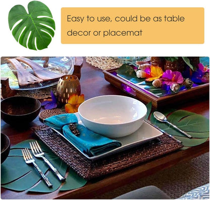 60 Pcs Large 13" Tropical Leaves Artificial Green Monstera Leaves Palm Leaf for Luau Party Hawaiian Aloha Tiki Theme Safari Jungle BBQ Birthday Party Decoration Supplies
