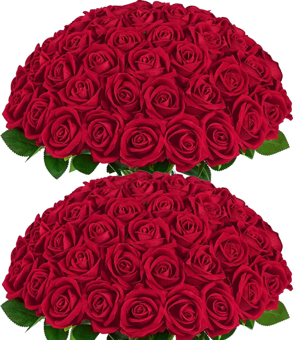 Red Roses Artificial Flowers, Real Touch Velvet Fake Roses Bouquet
