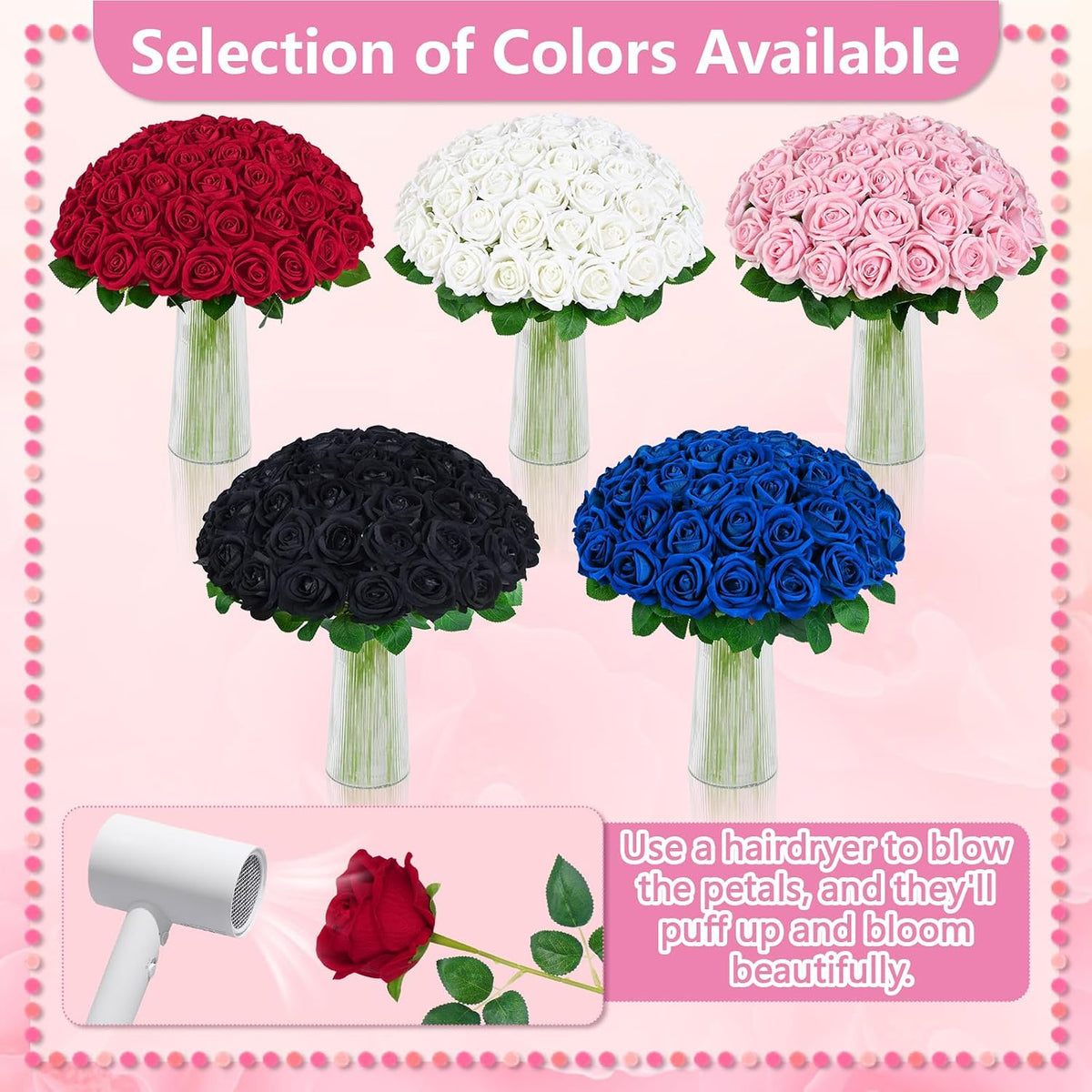 Red Roses Artificial Flowers, Real Touch Velvet Fake Roses Bouquet