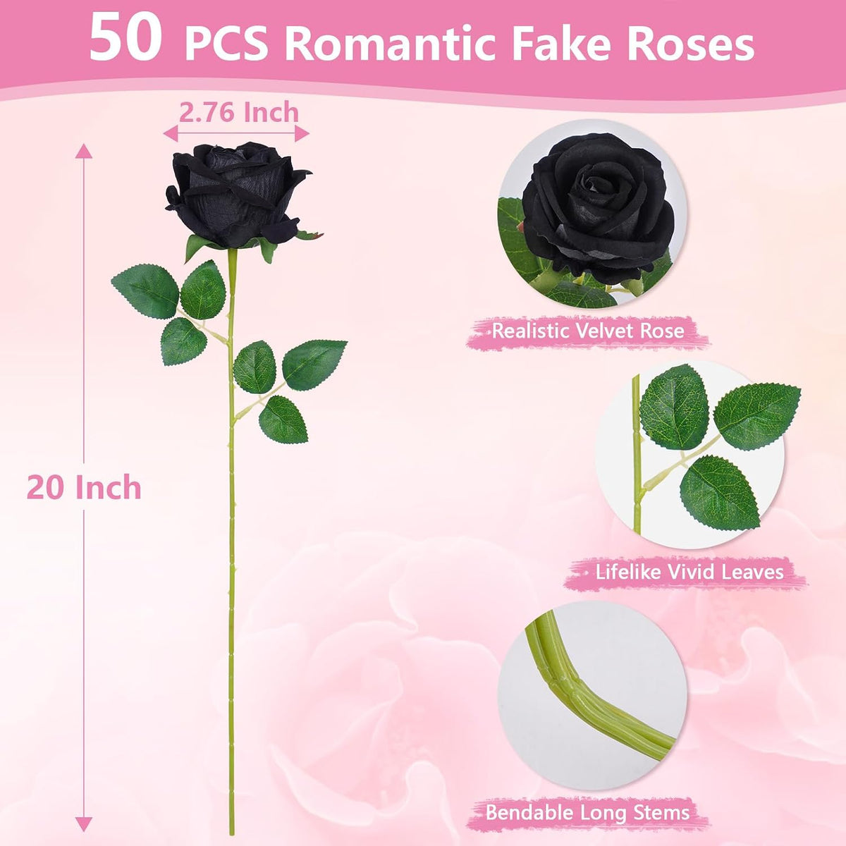 Red Roses Artificial Flowers, Real Touch Velvet Fake Roses Bouquet